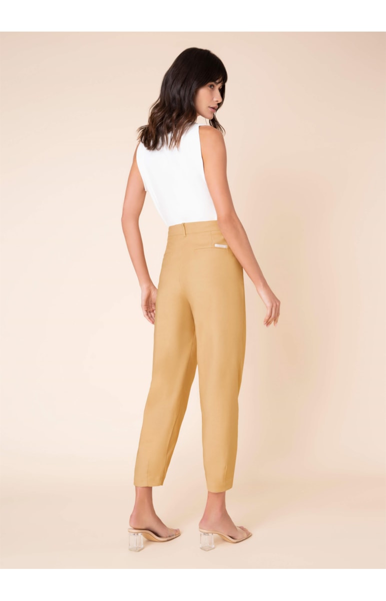 Calça Baggy Pregas Caqui