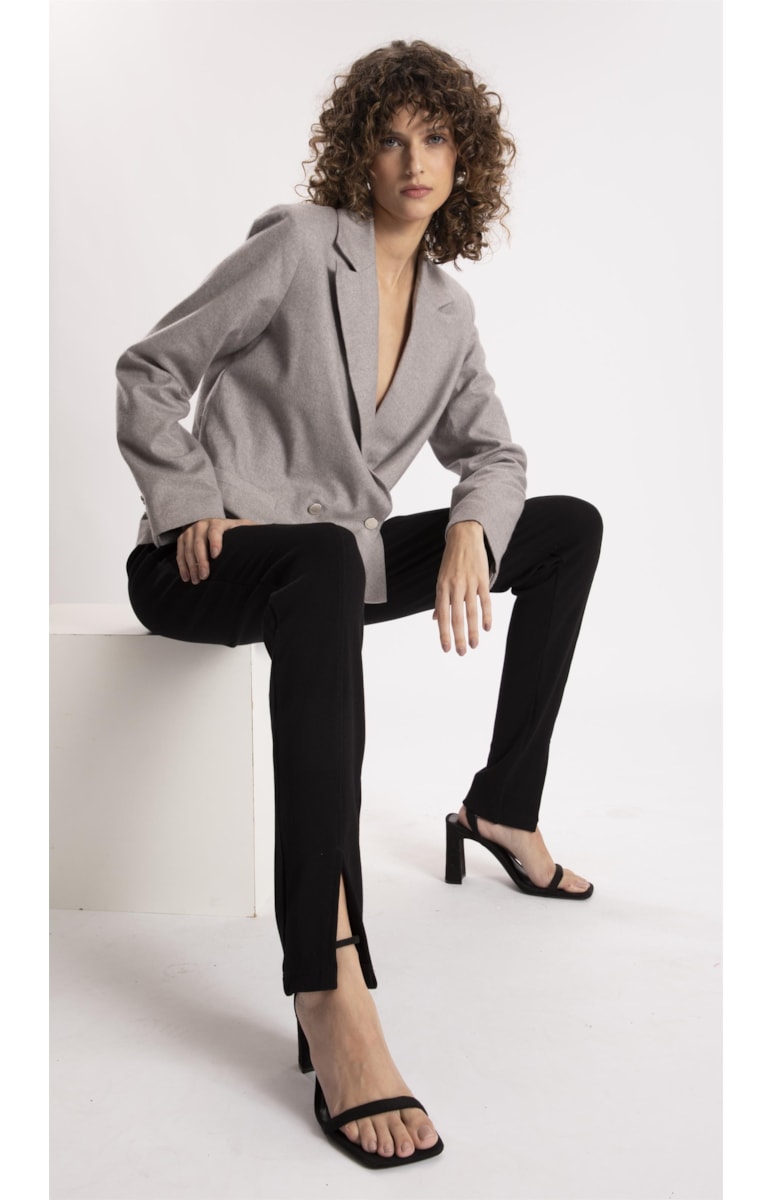 Calça Bandage Legging Fenda Frontal Preto