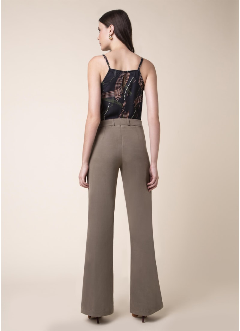 Calça Boot Cut Linho Musgo