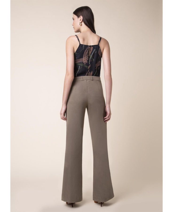 Calça Boot Cut Linho Musgo