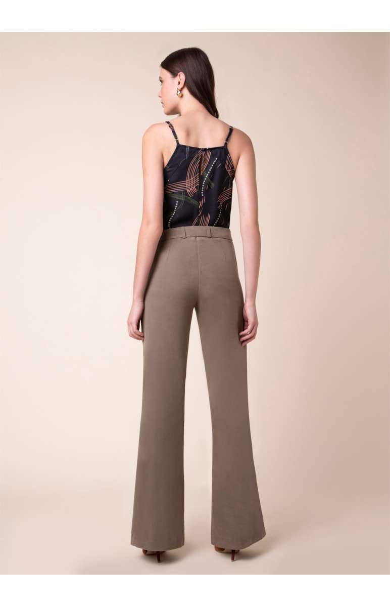 Calça Boot Cut Linho Musgo