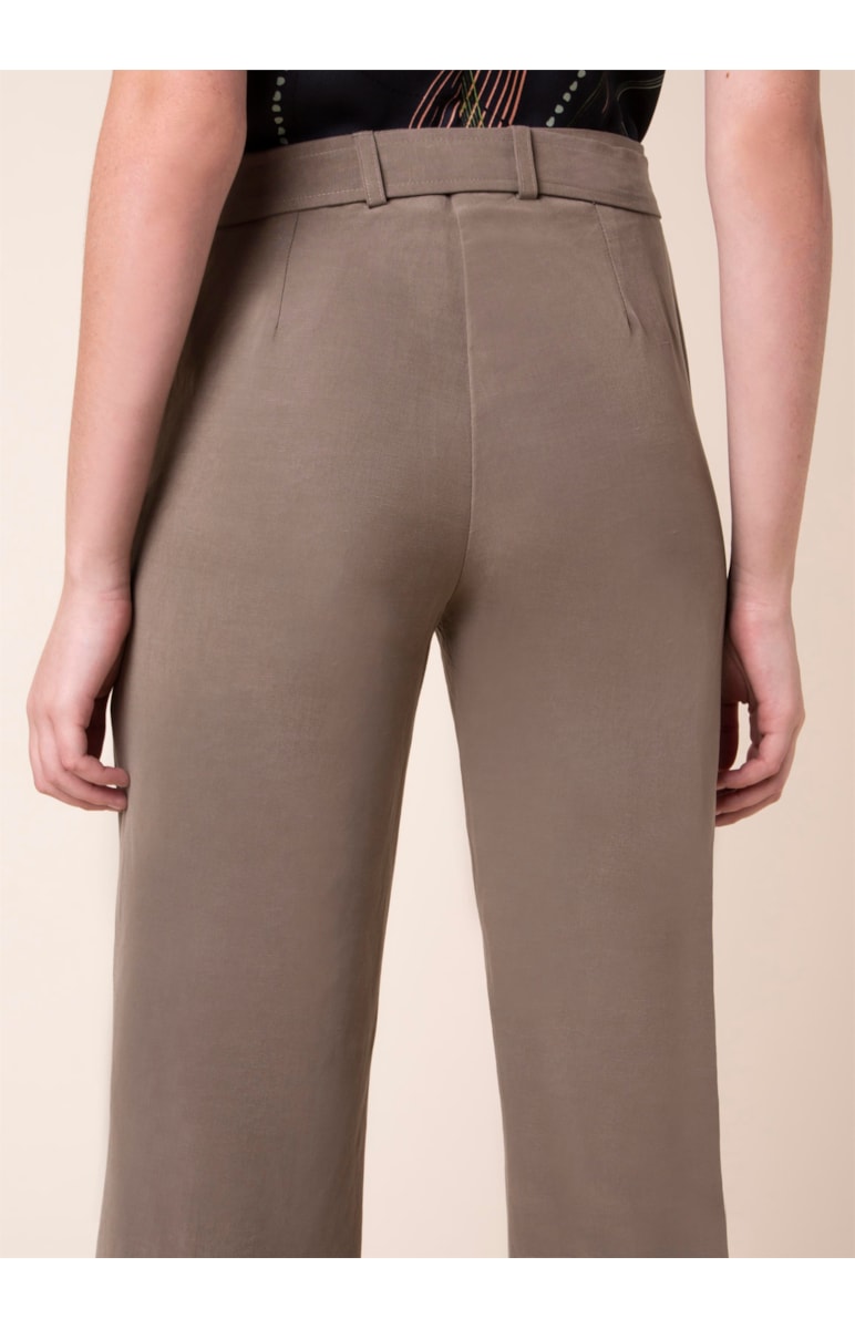 Calça Boot Cut Linho Musgo