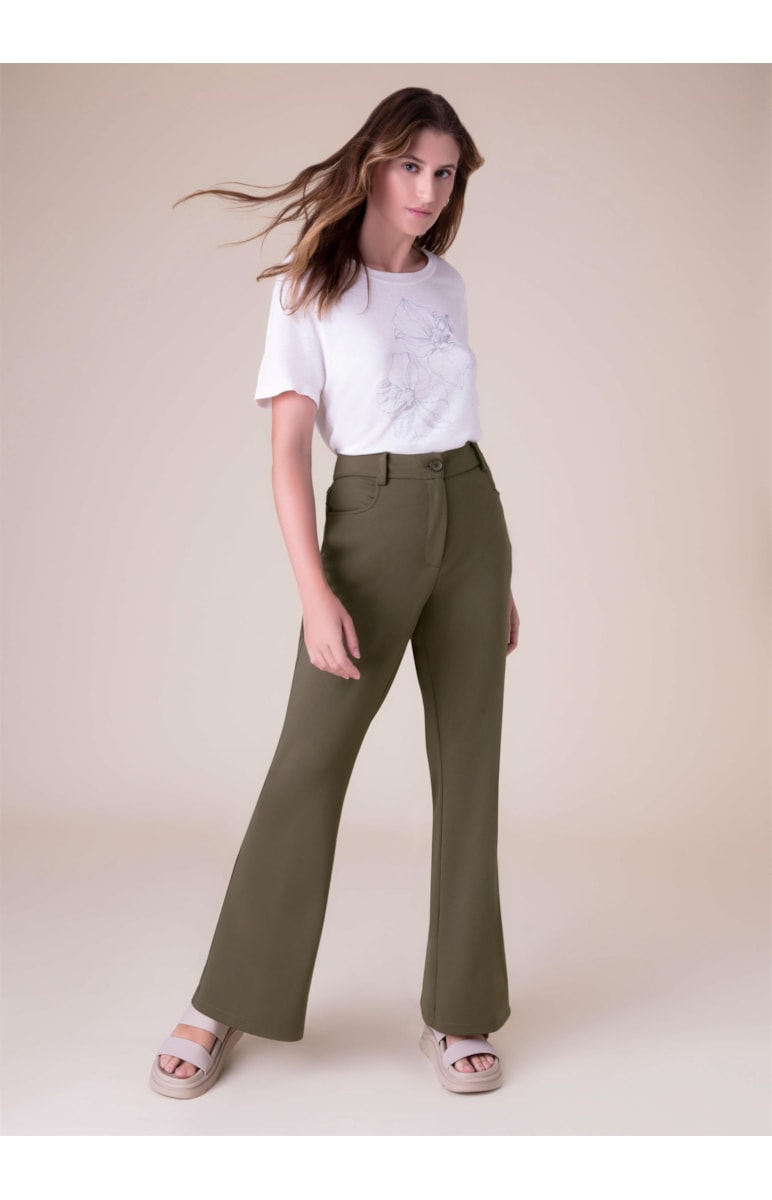 Calça Bootcut Verde Militar
