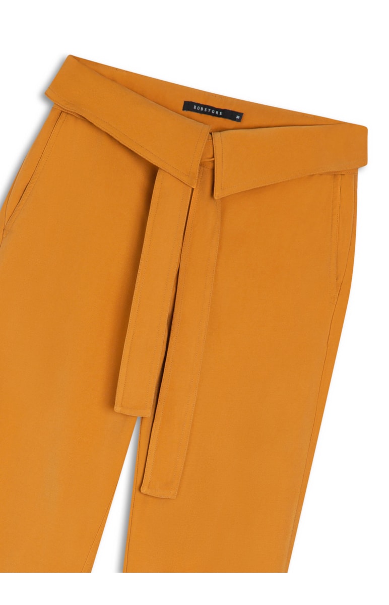 Calça Carrot Viscose Desert Cós Virado Camel