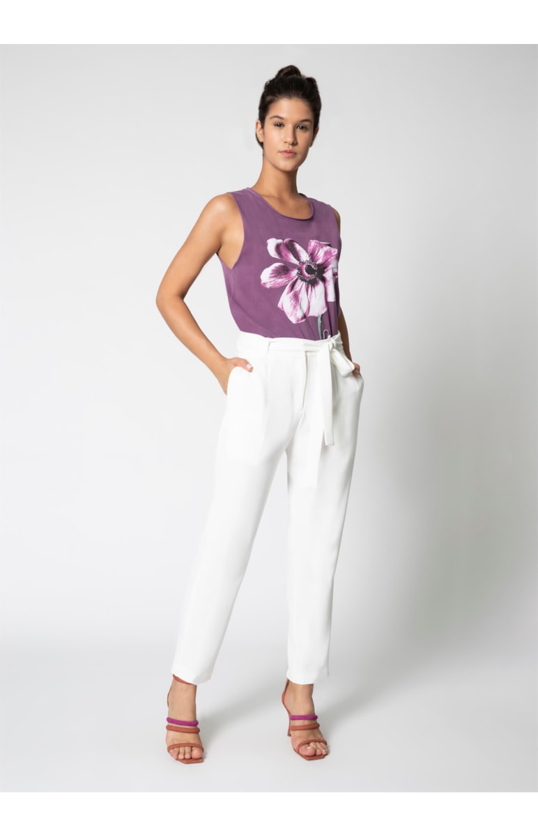 Calça Cenoura Amarração Off White