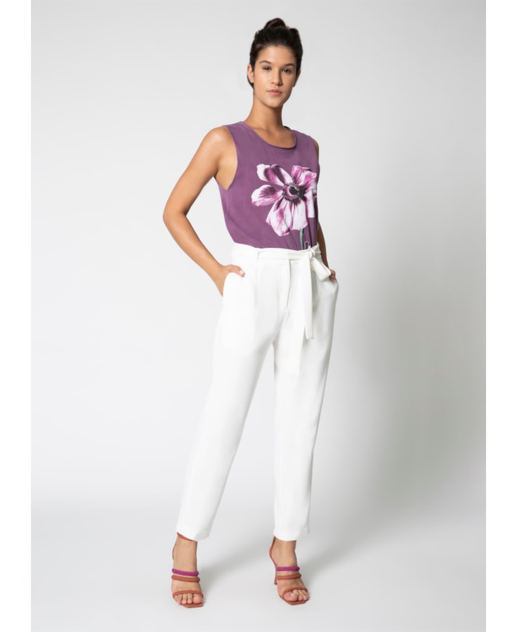 Calça Cenoura Amarração Off White