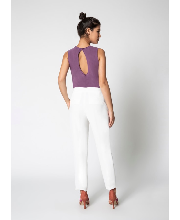 Calça Cenoura Amarração Off White