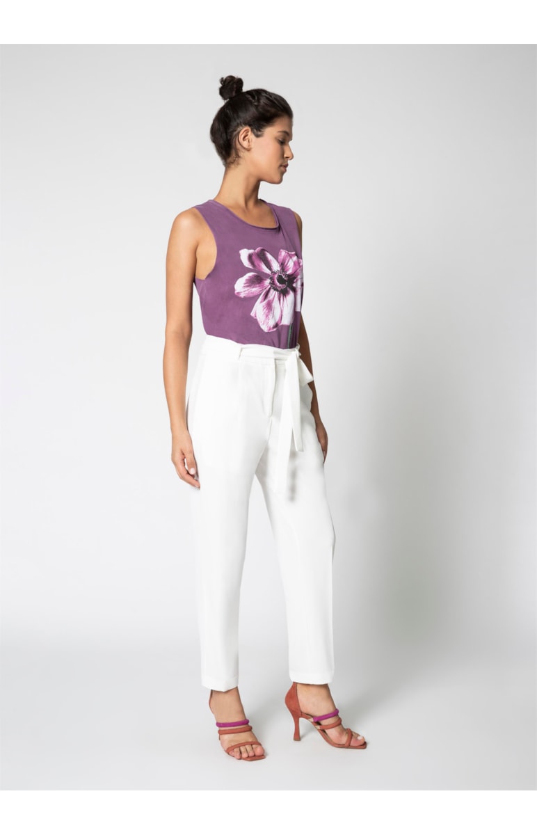 Calça Cenoura Amarração Off White