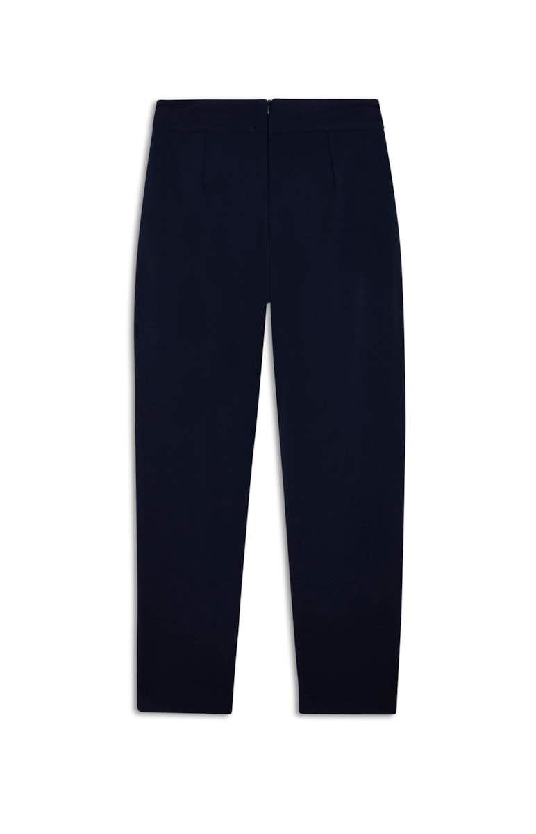 Calça Cenoura Com Regas Ziper Lateral Marinho