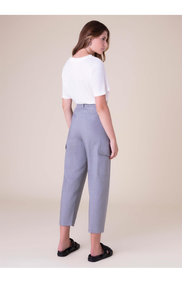 Calça Cenoura Heavy Linho Cinza Claro