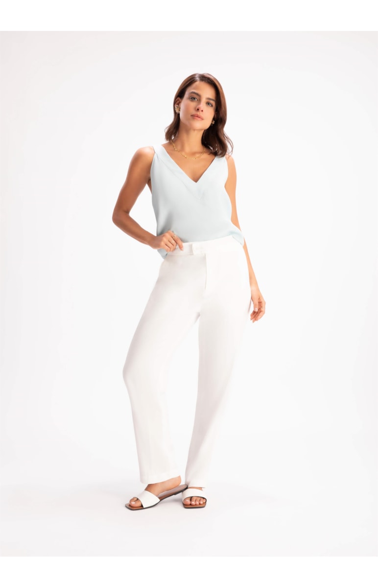Calca Cigarrete Alfa Visco Texture Fenda Off White