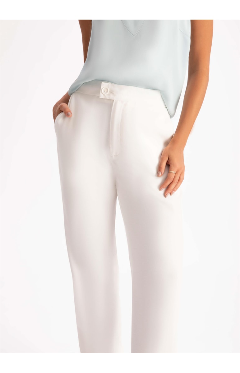 Calca Cigarrete Alfa Visco Texture Fenda Off White