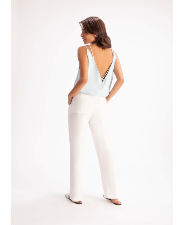 Calca Cigarrete Alfa Visco Texture Fenda Off White
