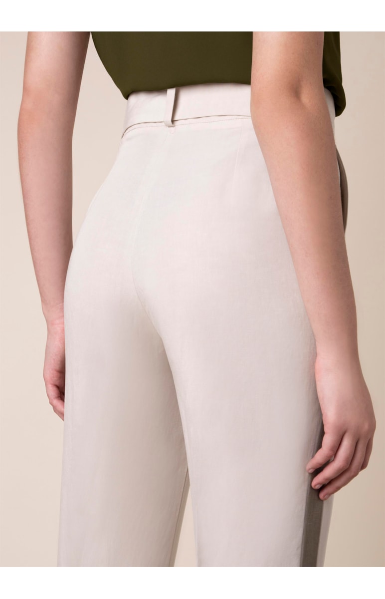 Calça Cigarrete Bicolor Bege