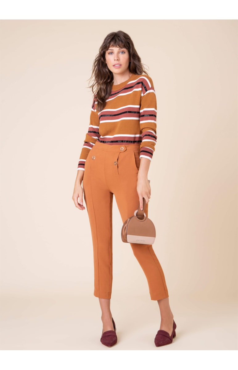 Calça Cigarrete Bolso Faca Caramelo