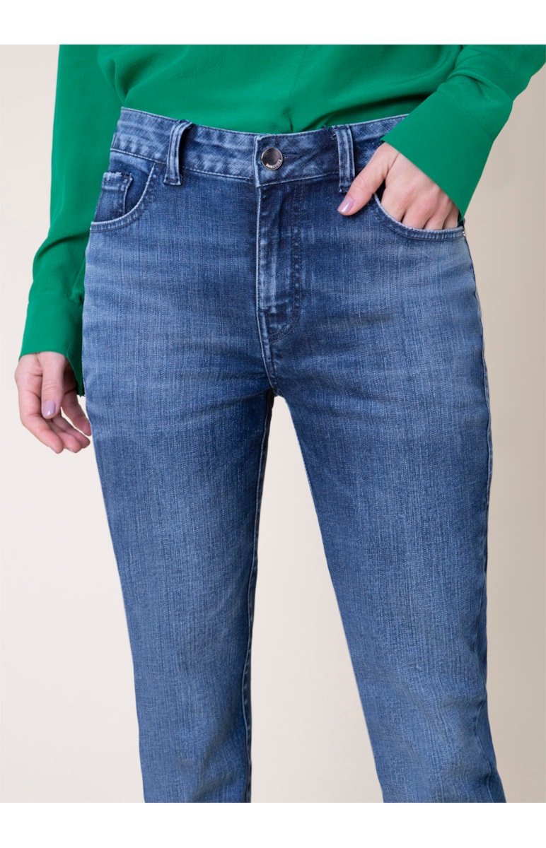 Calça Cigarrete High Comfort Blue Lav. Escuro C/ Sky