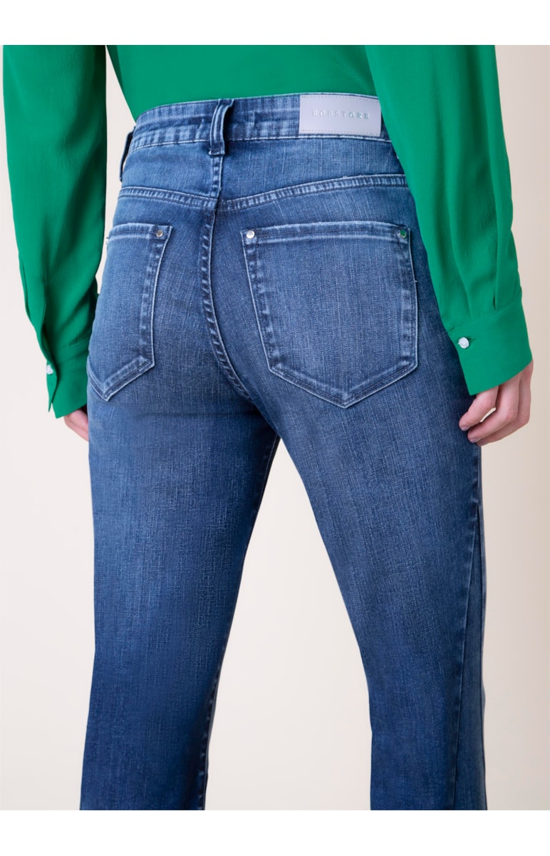 Calça Cigarrete High Comfort Blue Lav. Escuro C/ Sky