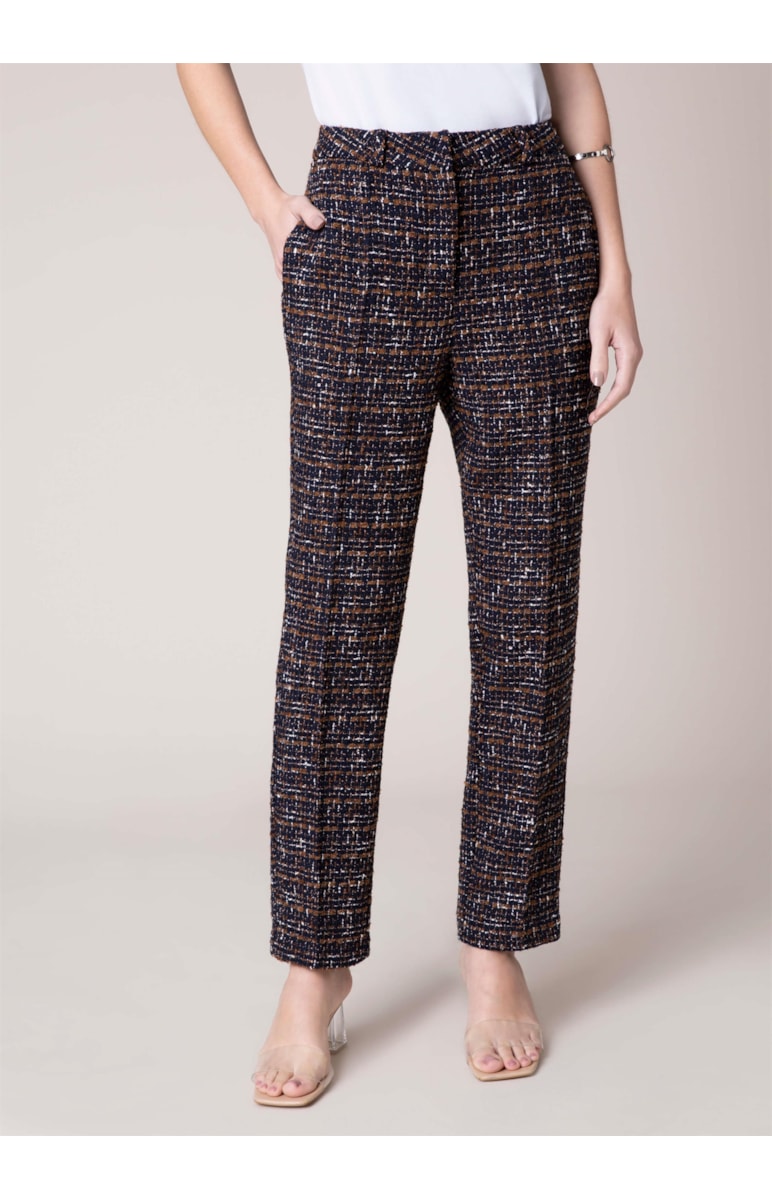 Calça Cigarrete Tweed Lurex Marinho