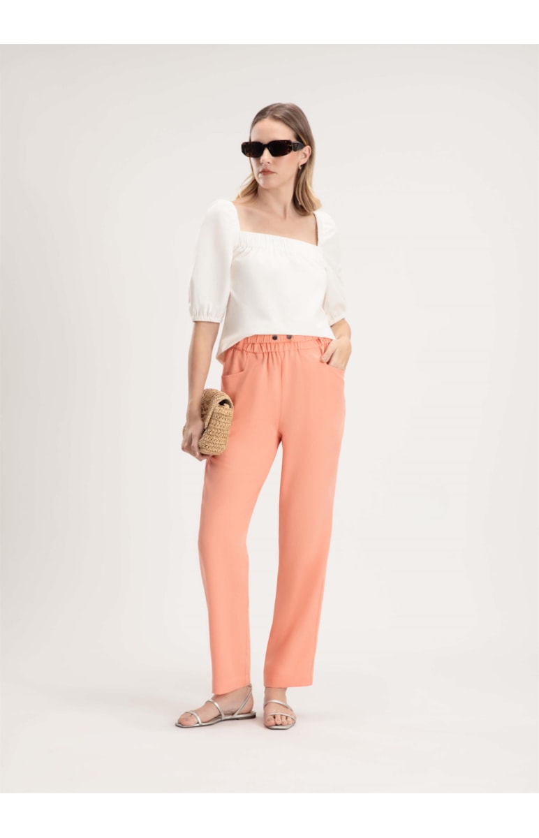 Calça Clochard Elástico Coral