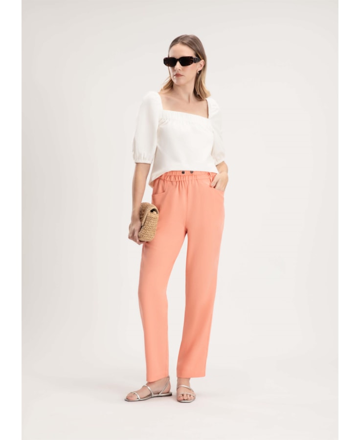 Calça Clochard Elástico Coral