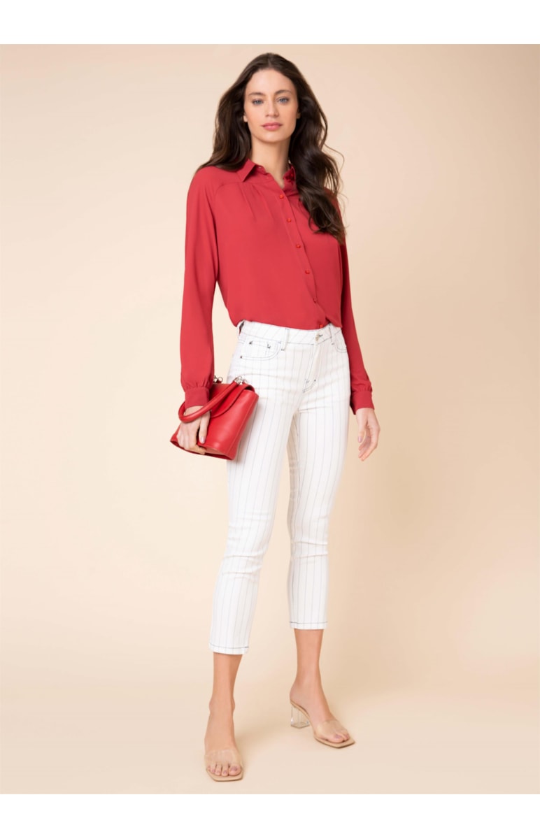 Calça Color Listrada Cigarrete Sofia Off White