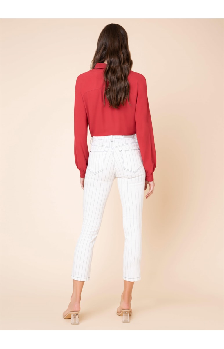 Calça Color Listrada Cigarrete Sofia Off White