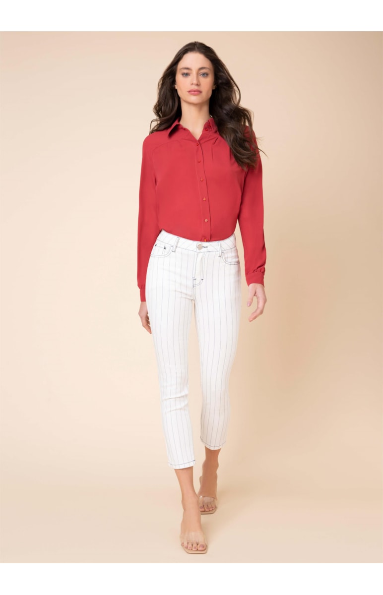 Calça Color Listrada Cigarrete Sofia Off White