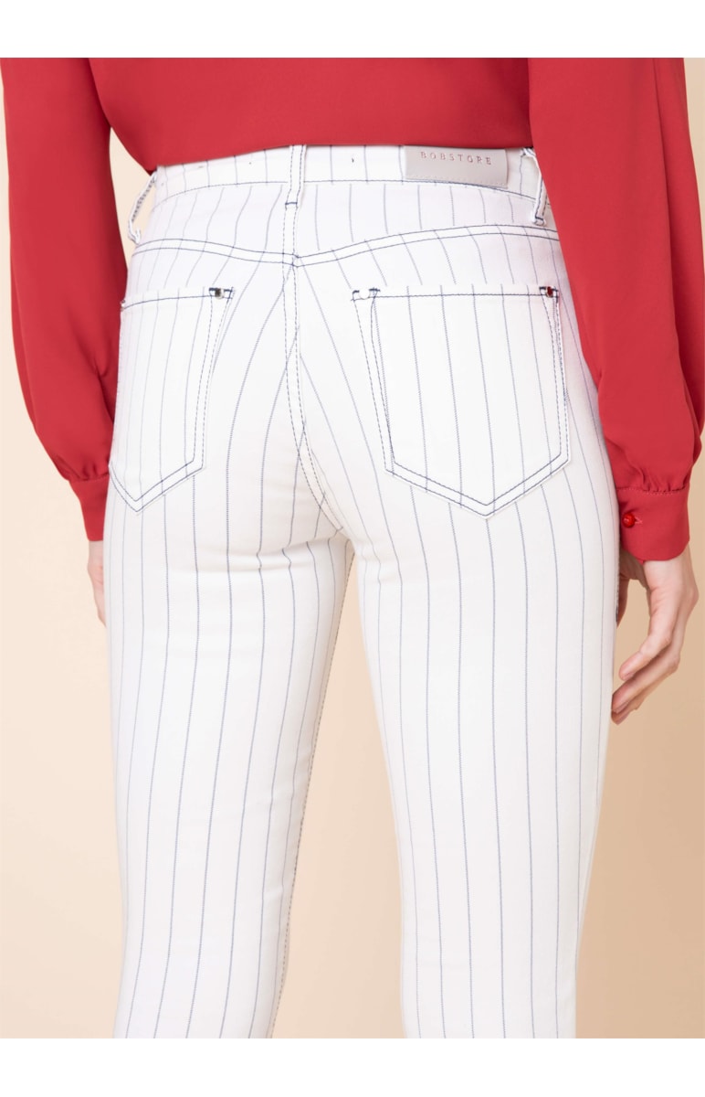 Calça Color Listrada Cigarrete Sofia Off White