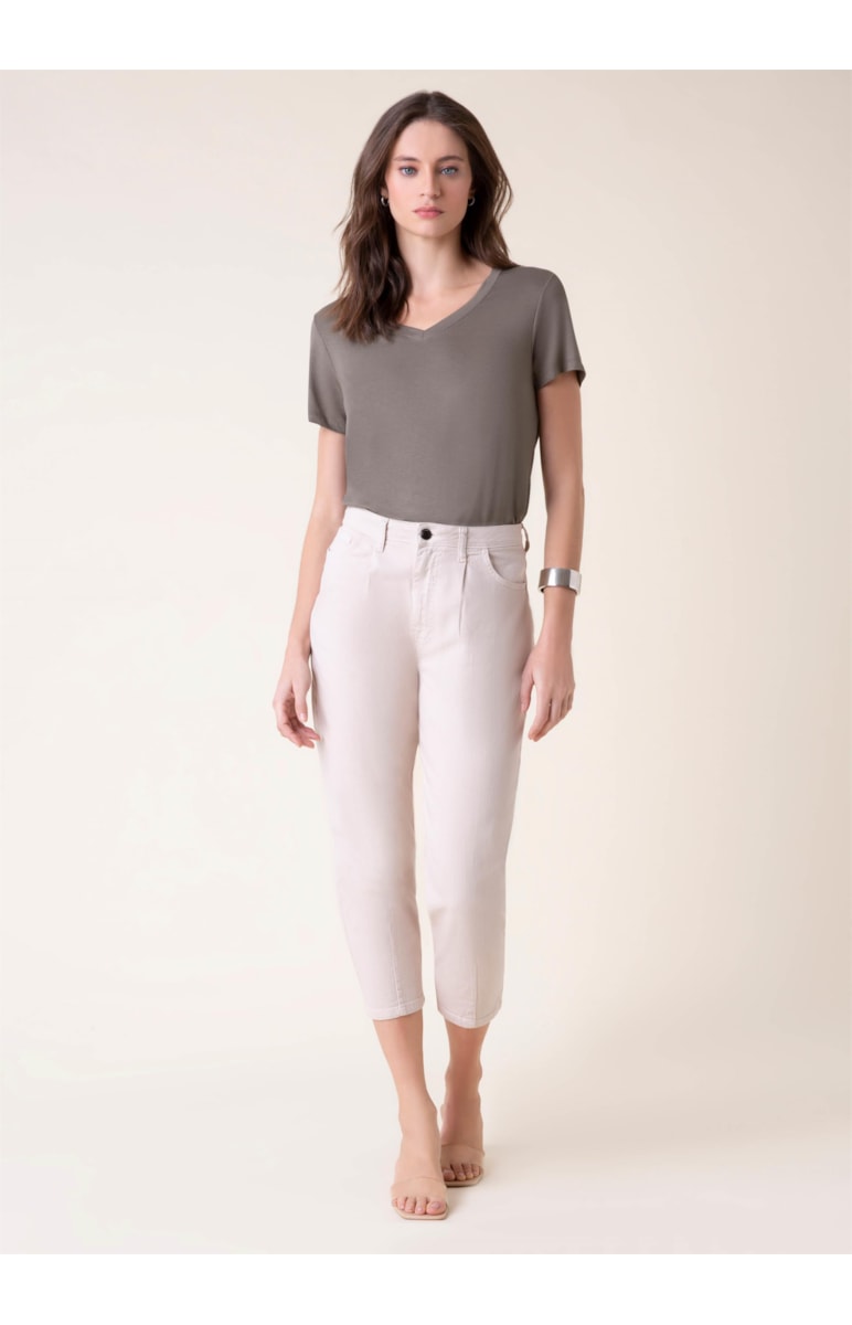 Calça Color Stretch Baggy Bege