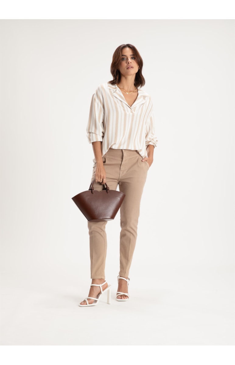 Calça Color Stretch Cigarrete Camel