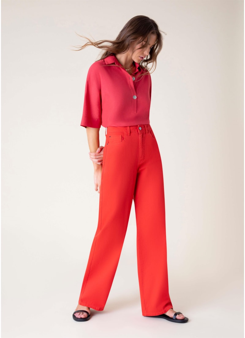 Calça Color Wide Leg Twill Telha