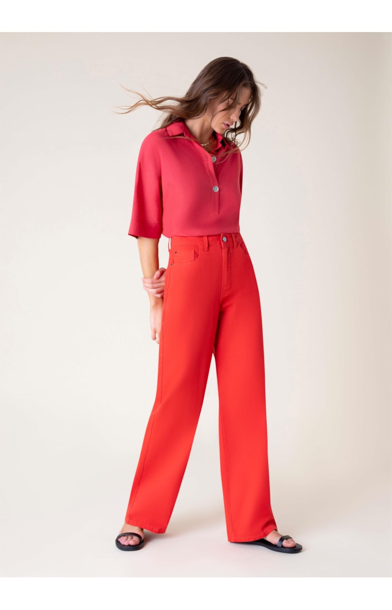 Calça Color Wide Leg Twill Telha
