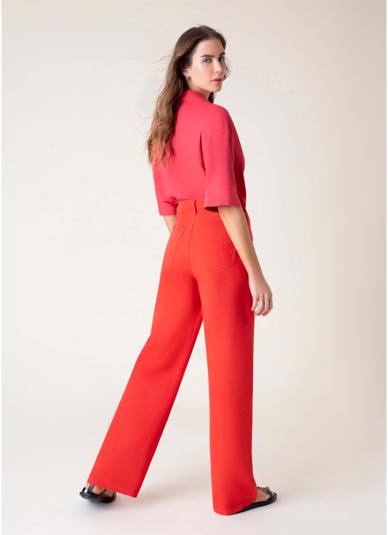 Calça Color Wide Leg Twill Telha