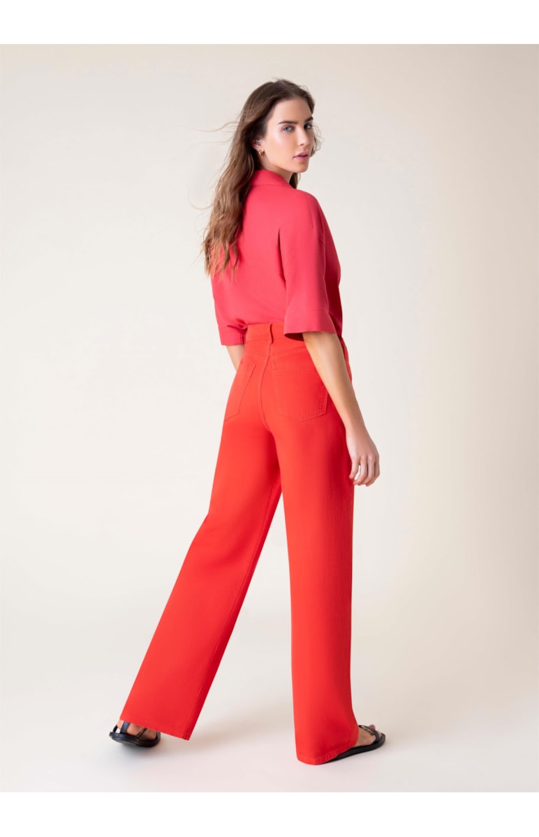 Calça Color Wide Leg Twill Telha