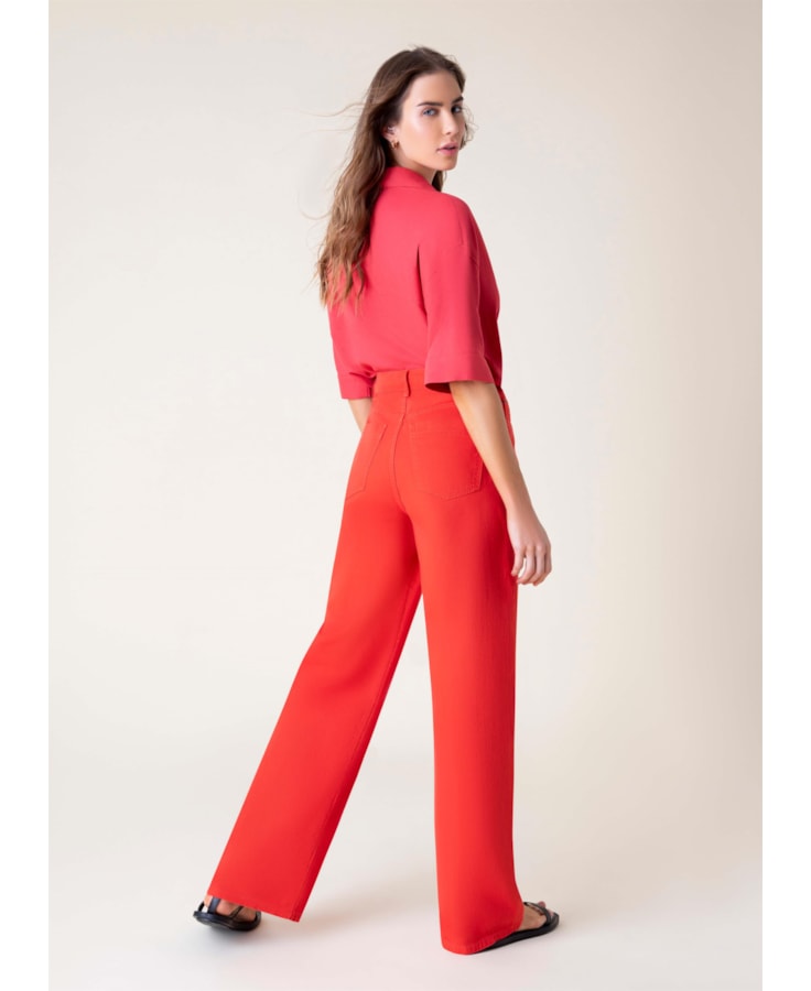 Calça Color Wide Leg Twill Telha