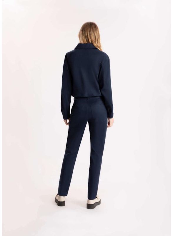 Calça Cotton Span Slim Bolso Faca Dark Navy