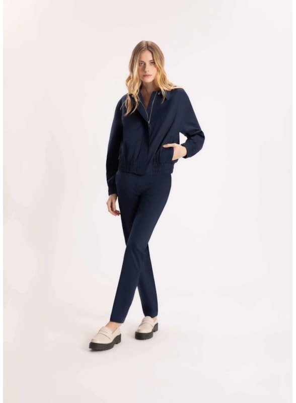 Calça Cotton Span Slim Bolso Faca Dark Navy