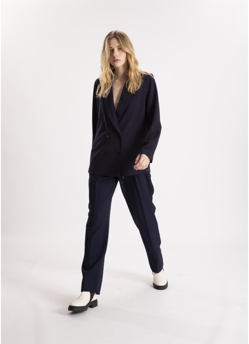Calça Crepe Lyon Reta Dark Navy