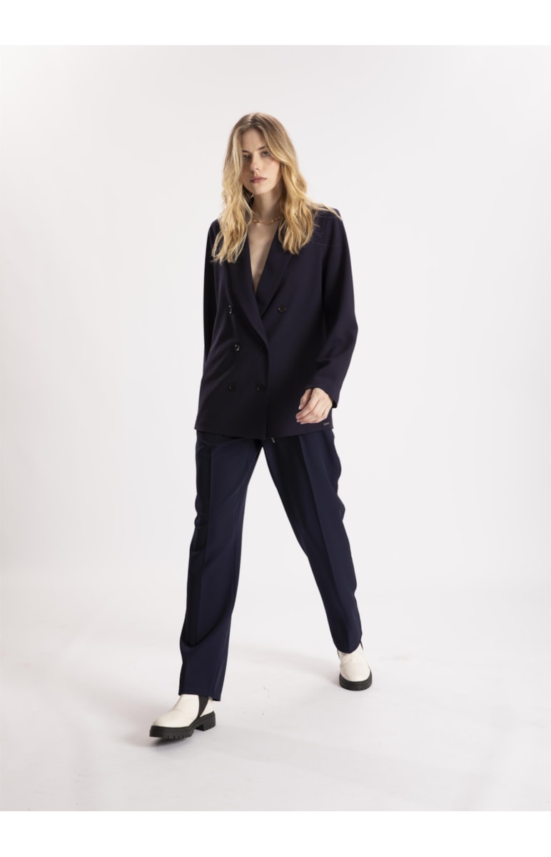 Calça Crepe Lyon Reta Dark Navy