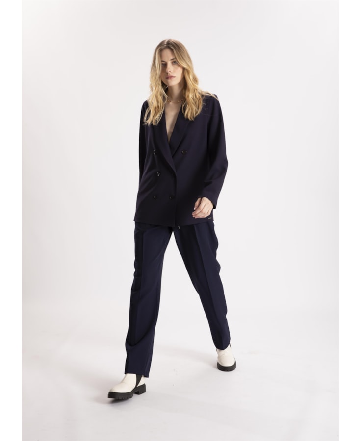 Calça Crepe Lyon Reta Dark Navy