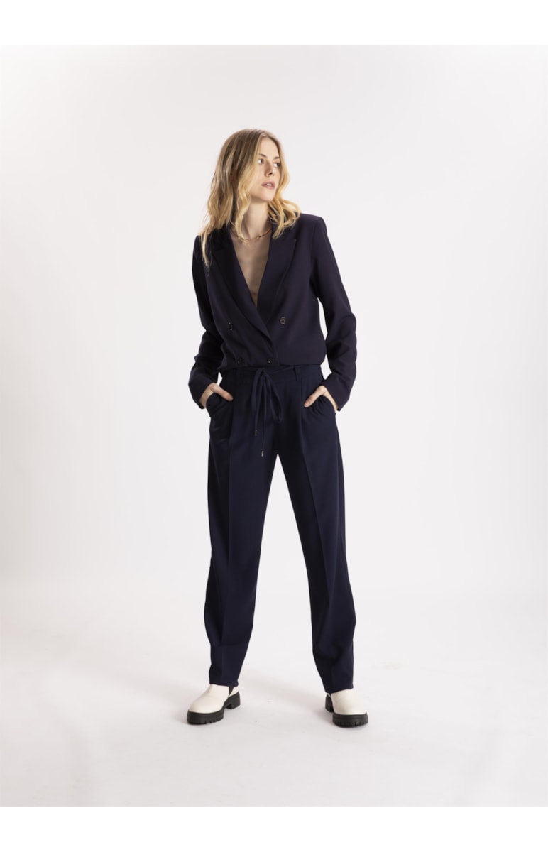 Calça Crepe Lyon Reta Dark Navy