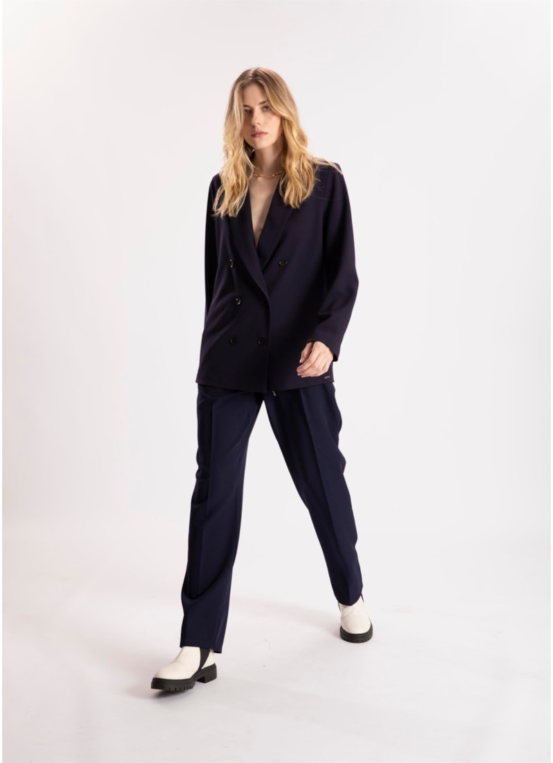 Calça Crepe Lyon Reta Dark Navy