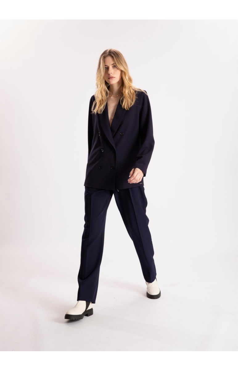 Calça Crepe Lyon Reta Dark Navy