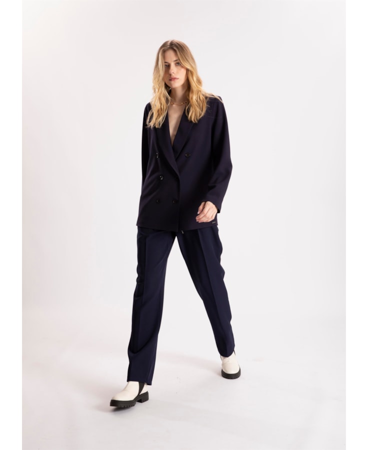 Calça Crepe Lyon Reta Dark Navy