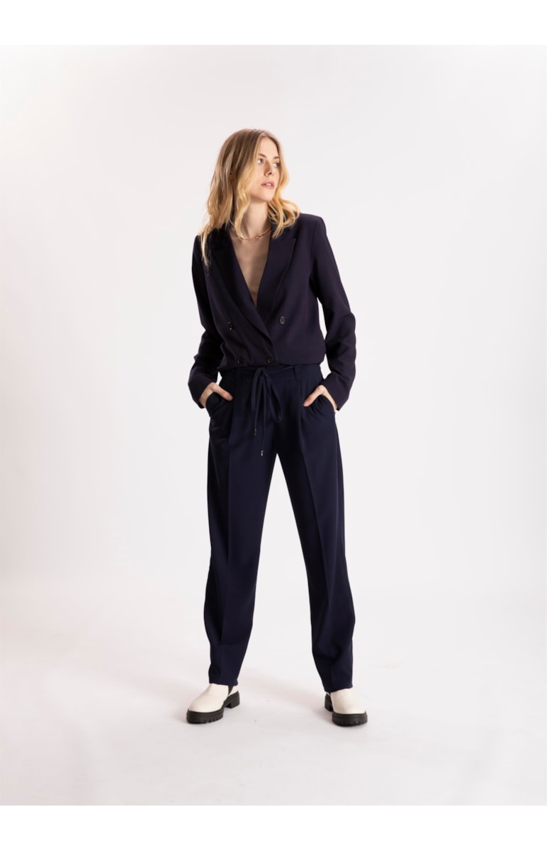 Calça Crepe Lyon Reta Dark Navy