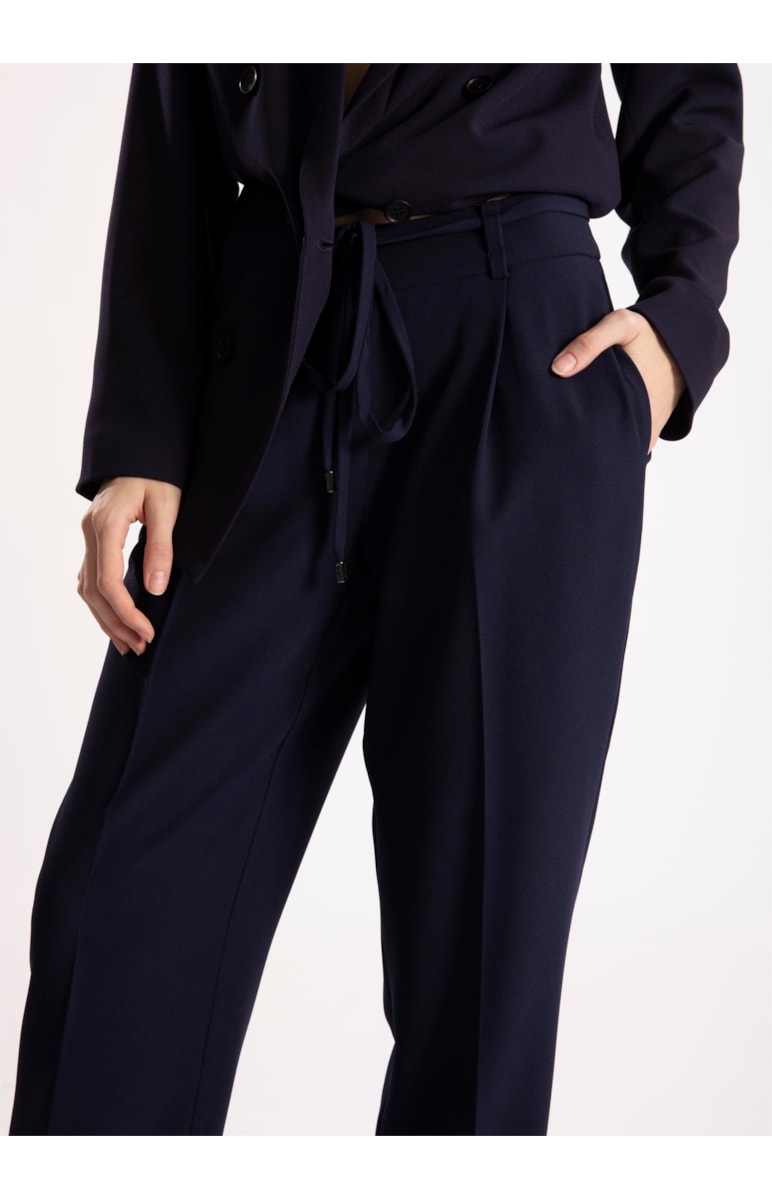 Calça Crepe Lyon Reta Dark Navy