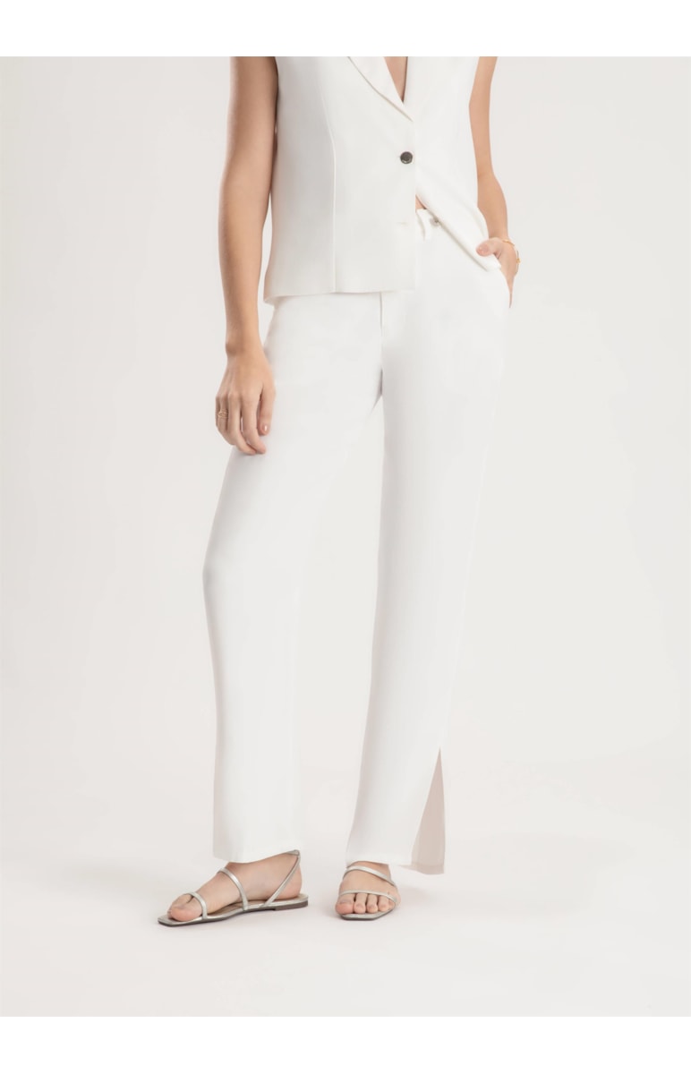 Calça Crepe Reta Off White