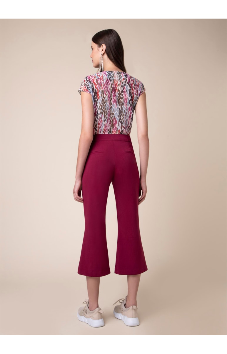 Calça Cropped Flare Vinho