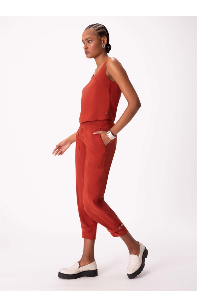 Calça Cupro Touch Carrot Telha