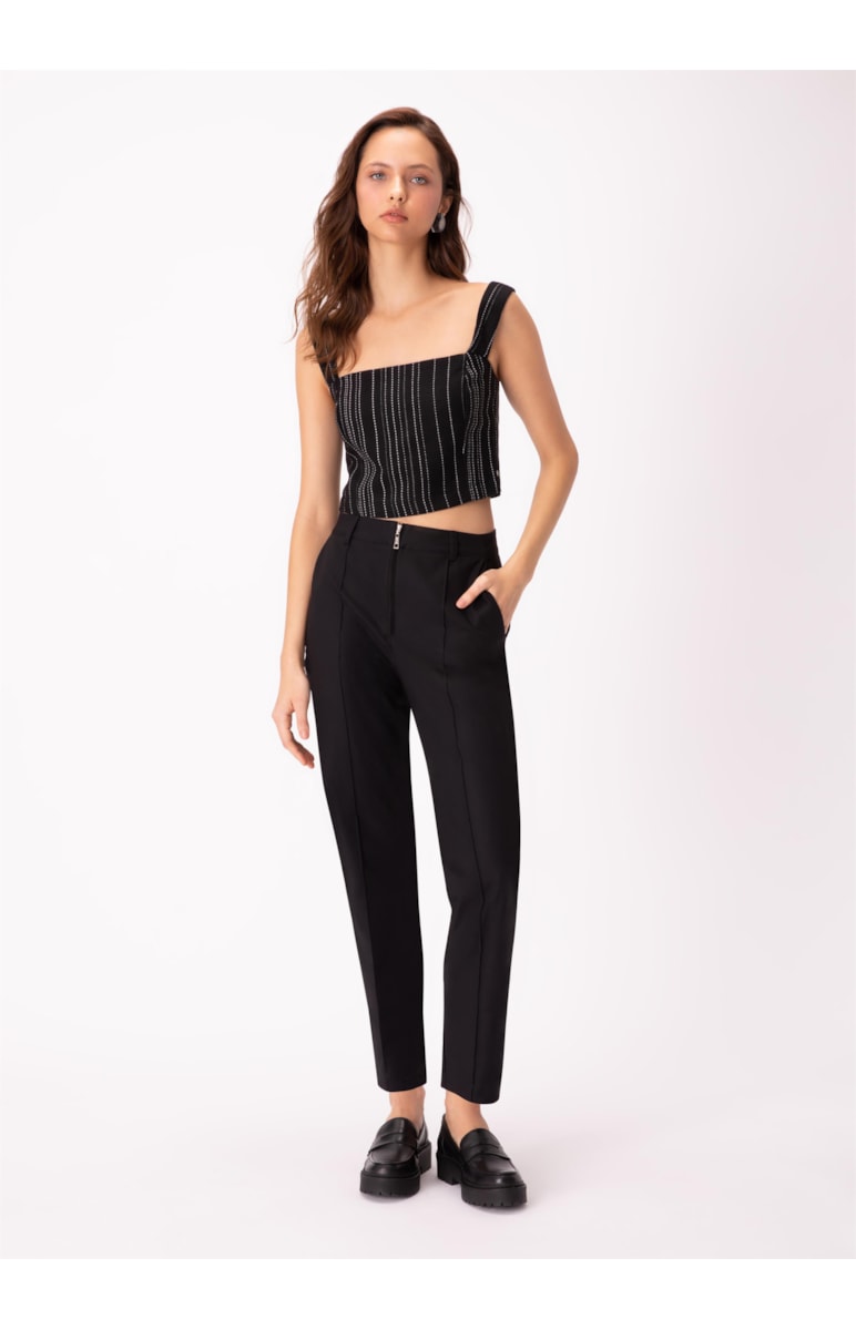 Calça Double Layer Reta Preto